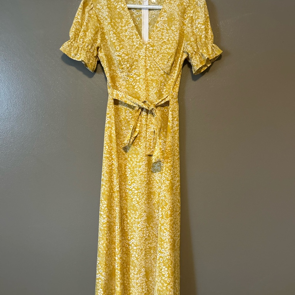 Floral Yellow Midi Dress